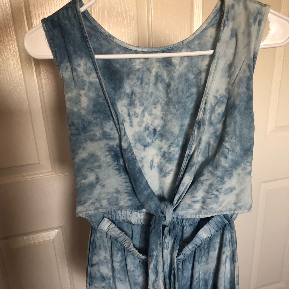 Cute Sky Tyne-Dye Romper With Cut and Knott